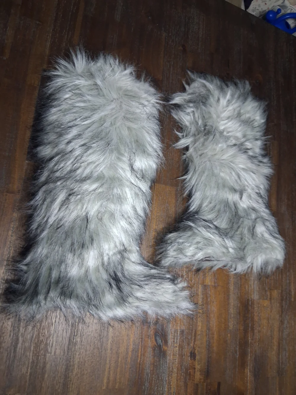 Faux Fur Tall Winter Boots - Gray
